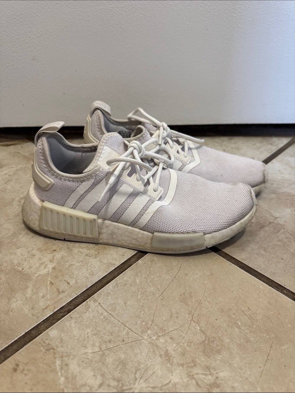 adidas NMD R1 Sneakers in Light Gray and Off-White